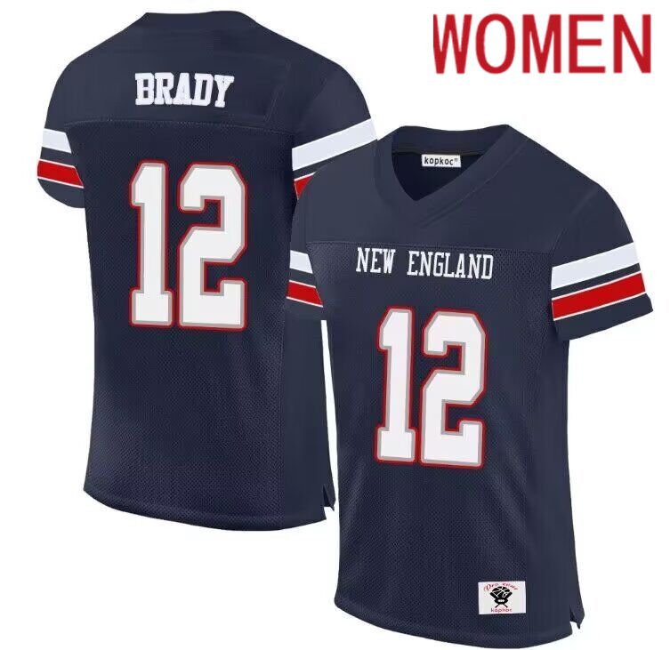 Women New England Patriots #12 Brady Blue 2024 Nike Limited NFL throwback Jersey